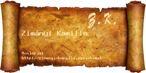 Zimányi Kamilla névjegykártya